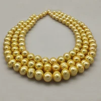 16 inches 10 11 mm gold natural round freshwater pearl loose strand