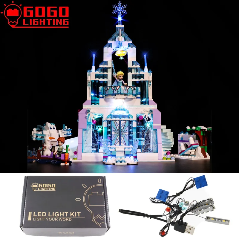 

Набор со светодиодный светильник кой GOGO светильник Lego 43172, волшебный Ледяной дворец Эльзы, набор игрушек (не модель)