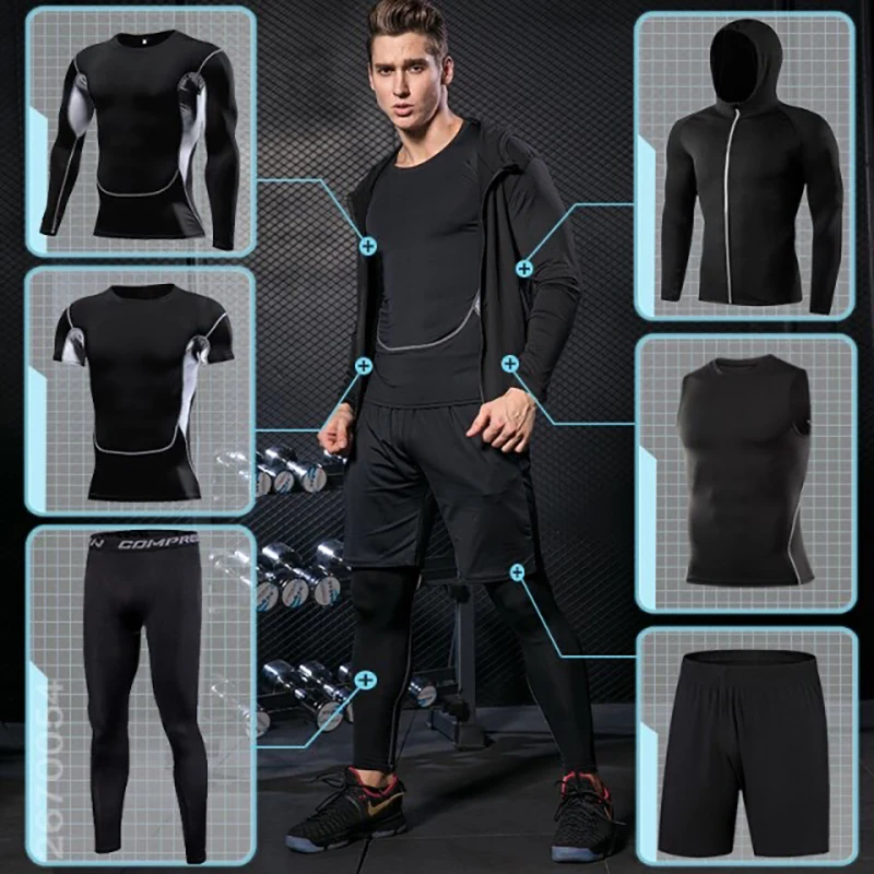 

Men's Tracksuit Sportswear Male Fitness Sports Physical Workout Long Absorbent Sweat Suits Sportswear Suit Tights sport man