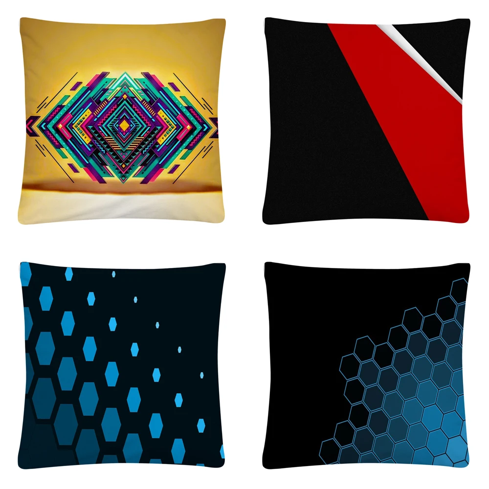 

Geometric simple mosaic pattern Soft Short Plush Cushion Cover Pillow Case for Home Sofa Car Decor Pillowcase 45X45cm