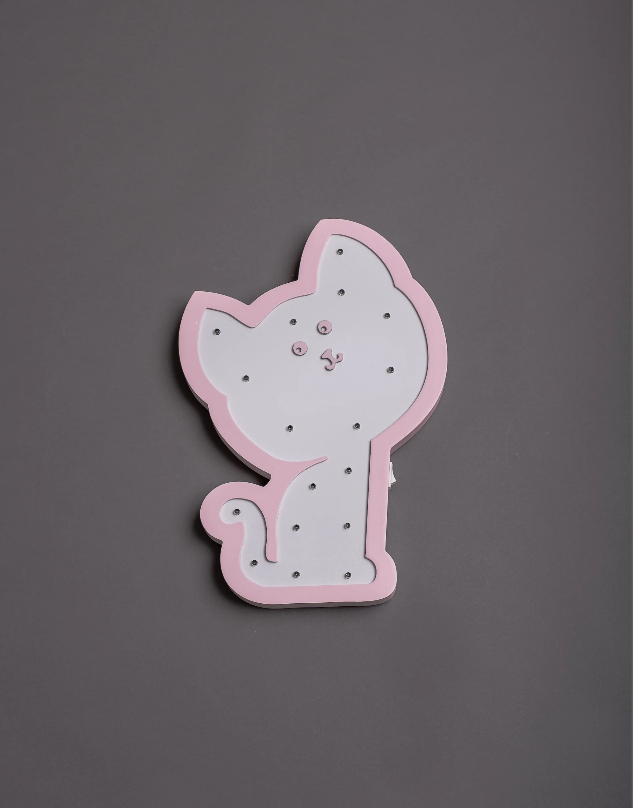 Светодиодный деревянный ночник в детскую комнату Котёнок розовый | Освещение