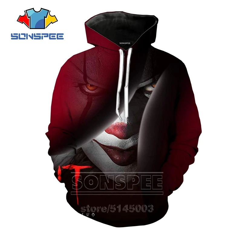 Pennywise толстовки новые для мужчин и женщин террор клоун Толстовка 3D принт It Chapter Two унисекс топ с длинными рукавами пуловер с круглым вырезом C063-17