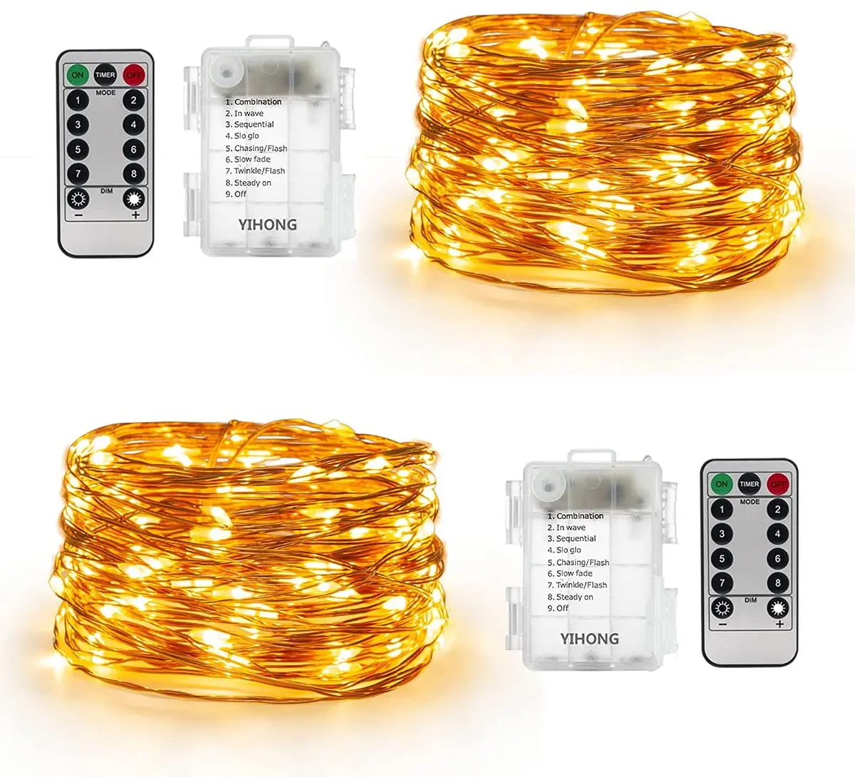 

2 Pack Christmas Fairy Lights Battery Operated with Remote Control, 16ft 8 Modes String Lights 50Leds Twinkle Firefly Lights for