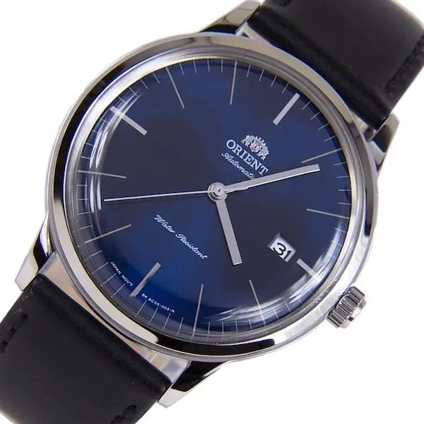 Мужские автоматические часы Orient Bambino FAC0000DD синий циферблат кожаный ремешок