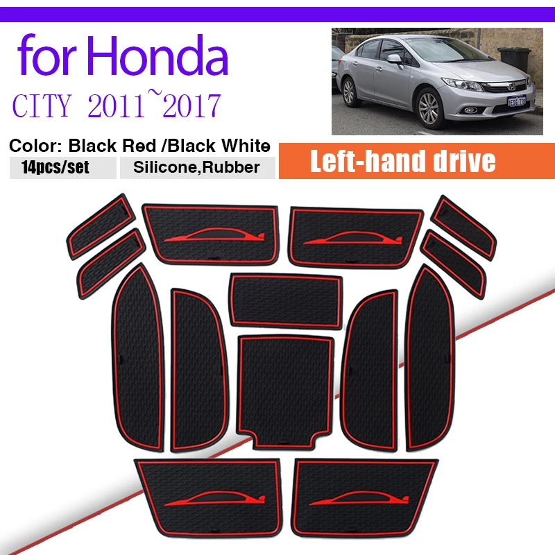 

Rubber Pad Dust-proof Mat for Honda Civic 9th FB1 FG2 2011~2017 Storage Slot Interior Anti-slip Door Groove Cup Pad Gate Auto