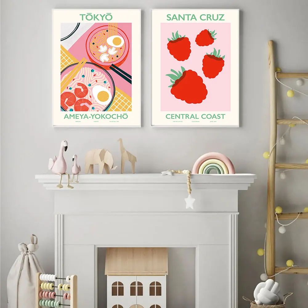 

Tokyo Japanese Food Poster Strawberry Print Santa Cruz Canvas Painting Nordic Wall Art Living Room Home Decor Kitchen Picture