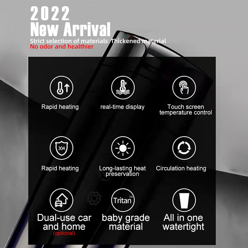 E-ACE 12 В портативная Автомобильная нагревательная чашка 400 мл сенсорный экран из