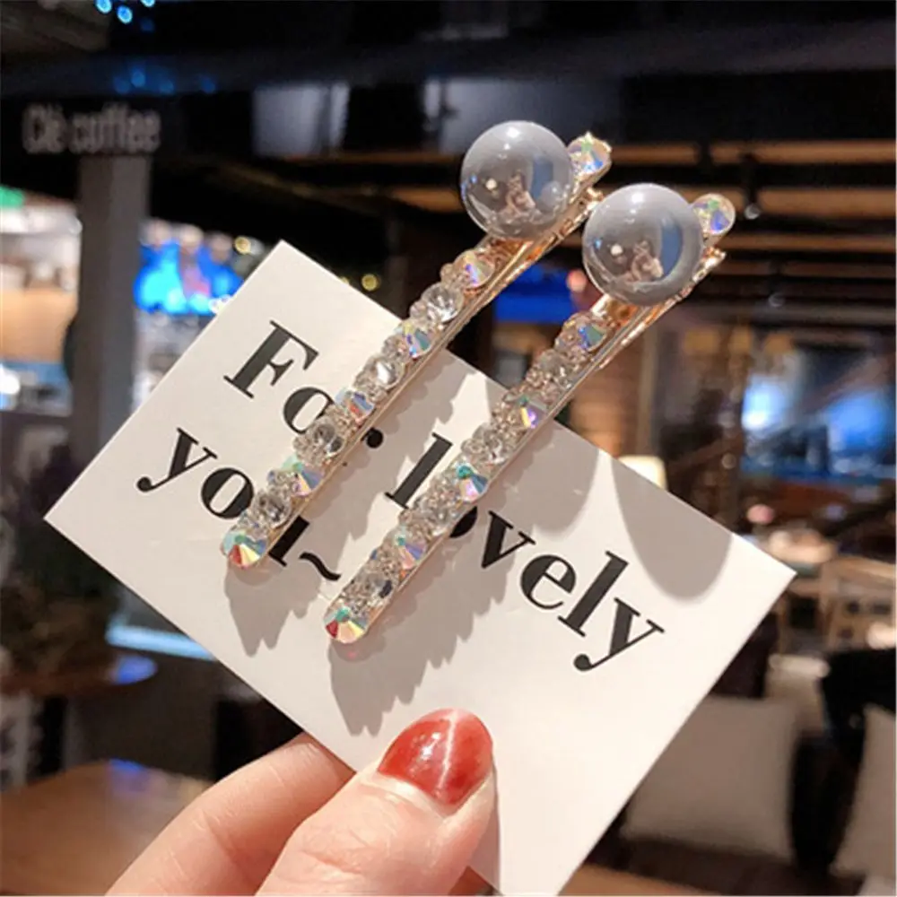 

Fashion Pearl Rhinestone Hairpin Ball Side Clip Hairgrip Hair Clamp Hairclip Headwear Hair Accessories For Women Girls