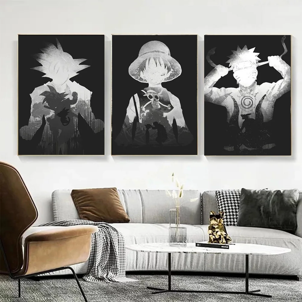 

Japanese Anime Naruto One Piece Dragon Ball Canvas Painting Wukong Uzumaki Naruto Luffy Poster Picture Print Wall Art Room Decor