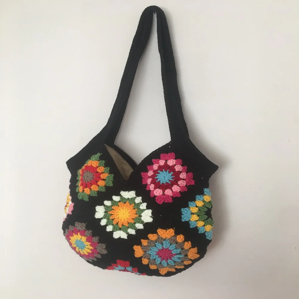 Granny Square Bag Summer bag Crochet Purse Crochet tote Bag Retro Style Colorful Bag Fast Free Shipping with Dhl Express