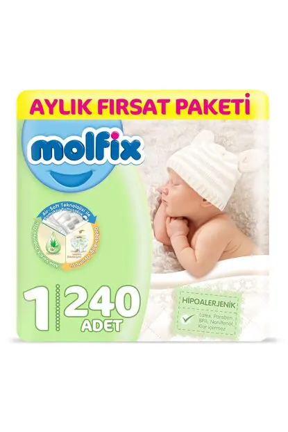 Molfix Baby Diapers Size 1 Newborn Monthly Advantage Package 240 pcs