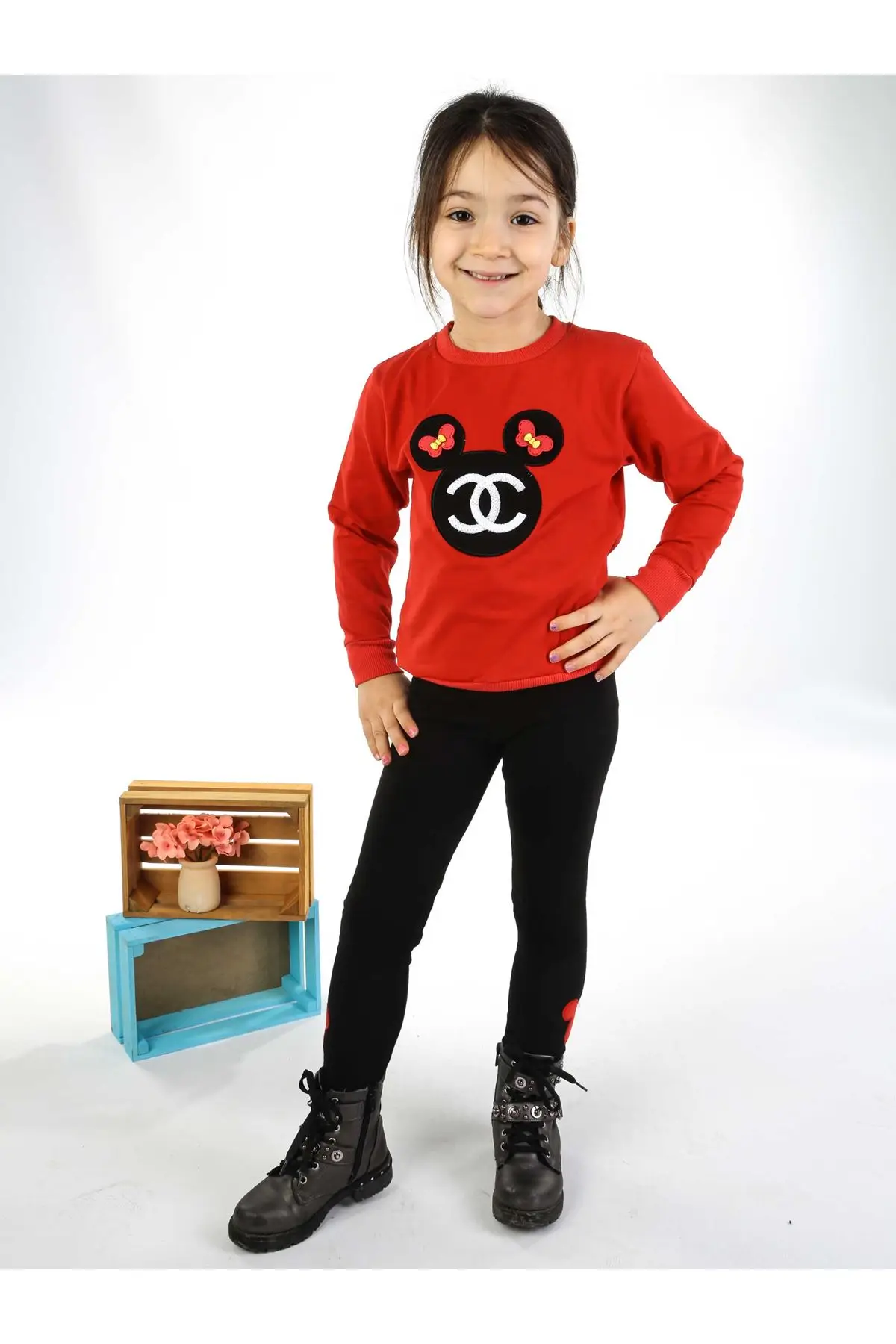 Красный черный 2 li Комплект для девочек колготки|Комплекты одежды девочек| |