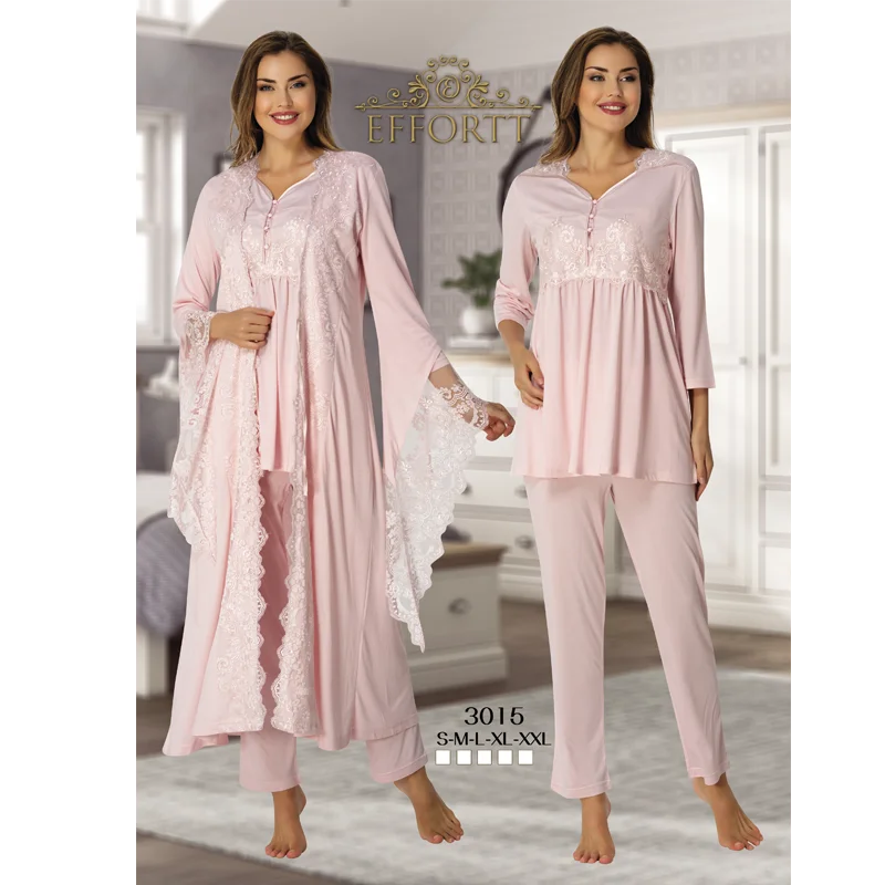 Women's Pajamas Set and Dressing Gown Turkish Cotton Production Lacy Pregnant Hospital Comfortable Clothing Soft Fabric enlarge