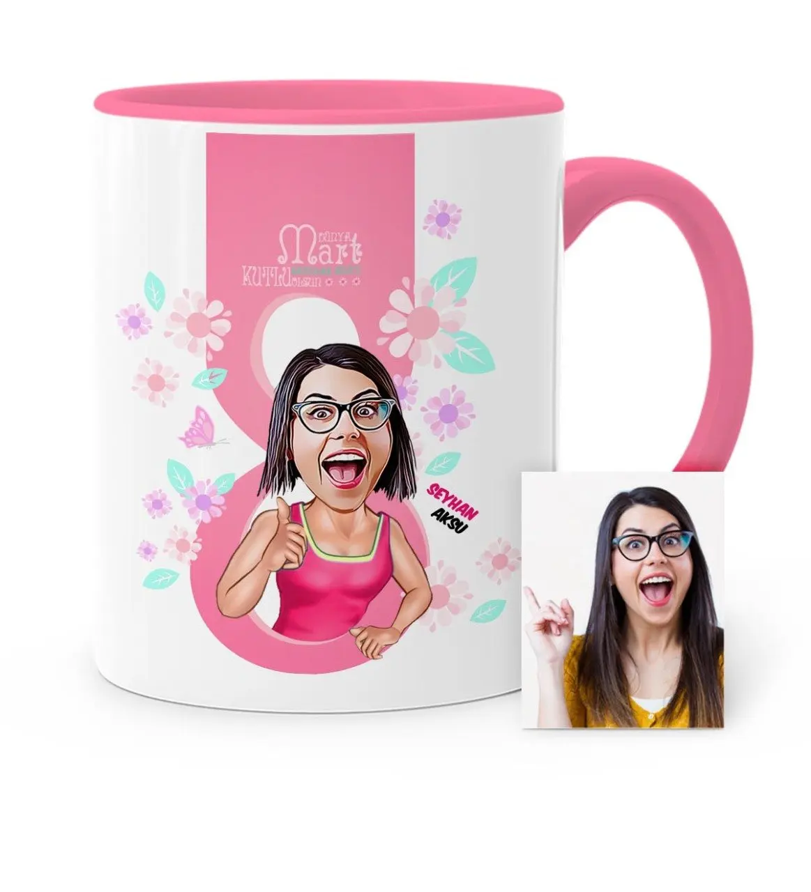 

Personalized Custom Women Day Theme Cartoon Pink Mug Cup-5