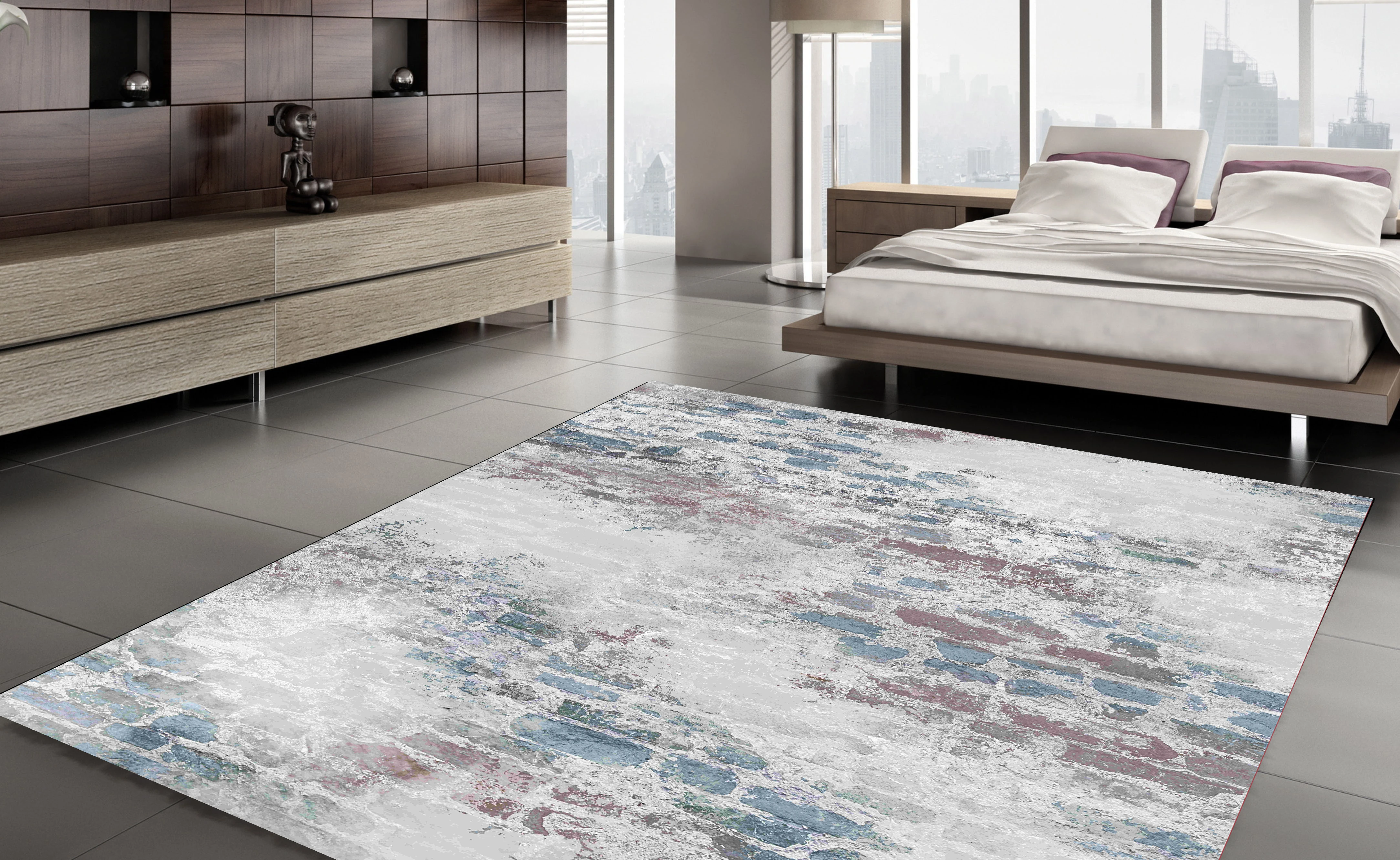 

Area Rug Fashion Carpet Blue Cream Mix Vintage Floor Soft Vintage Rugs Non-Slip Home Decor Thick Runner Durable Carpets Kilim