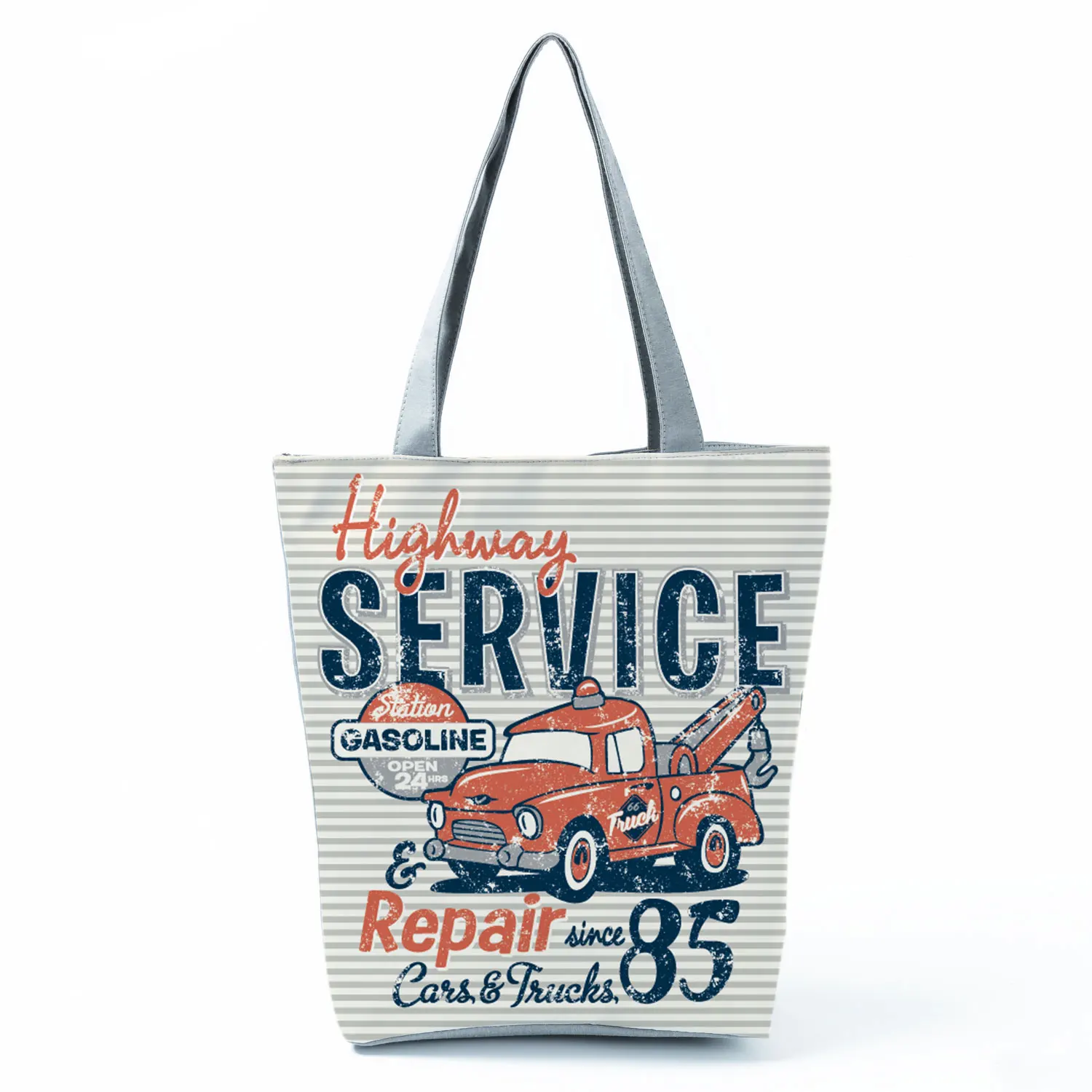 

Retro Red Car Letter Printed Handbag for Women All-Match Fashion Portable Shoulder Bag Eco Friendly High Capacity Practical Tote