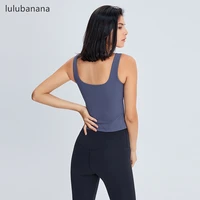 lulubanana womens padded sports yoga vest full support crop tank top for workout running fitness sleeveless activewear