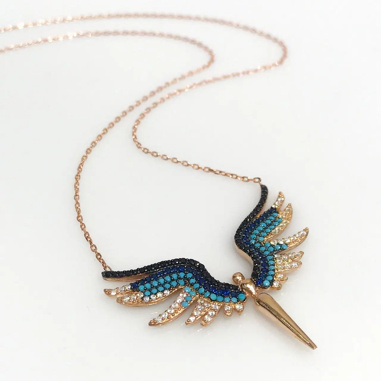 Trend Shanti Serenity Angel бирюзовое серебряное ожерелье|Цепочки| |