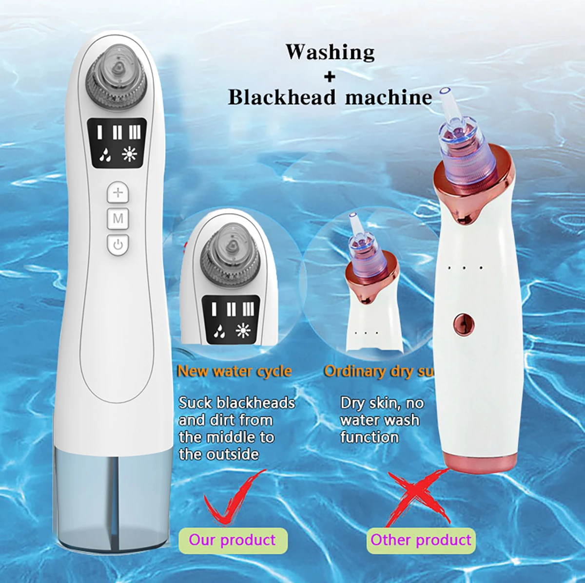 

Blackhead Remover Pore Acne Pimple Removal Face T Zone Nose Water Bubble Cleaner Vacuum Suction Facial Diamond Steamer Oil Dirty