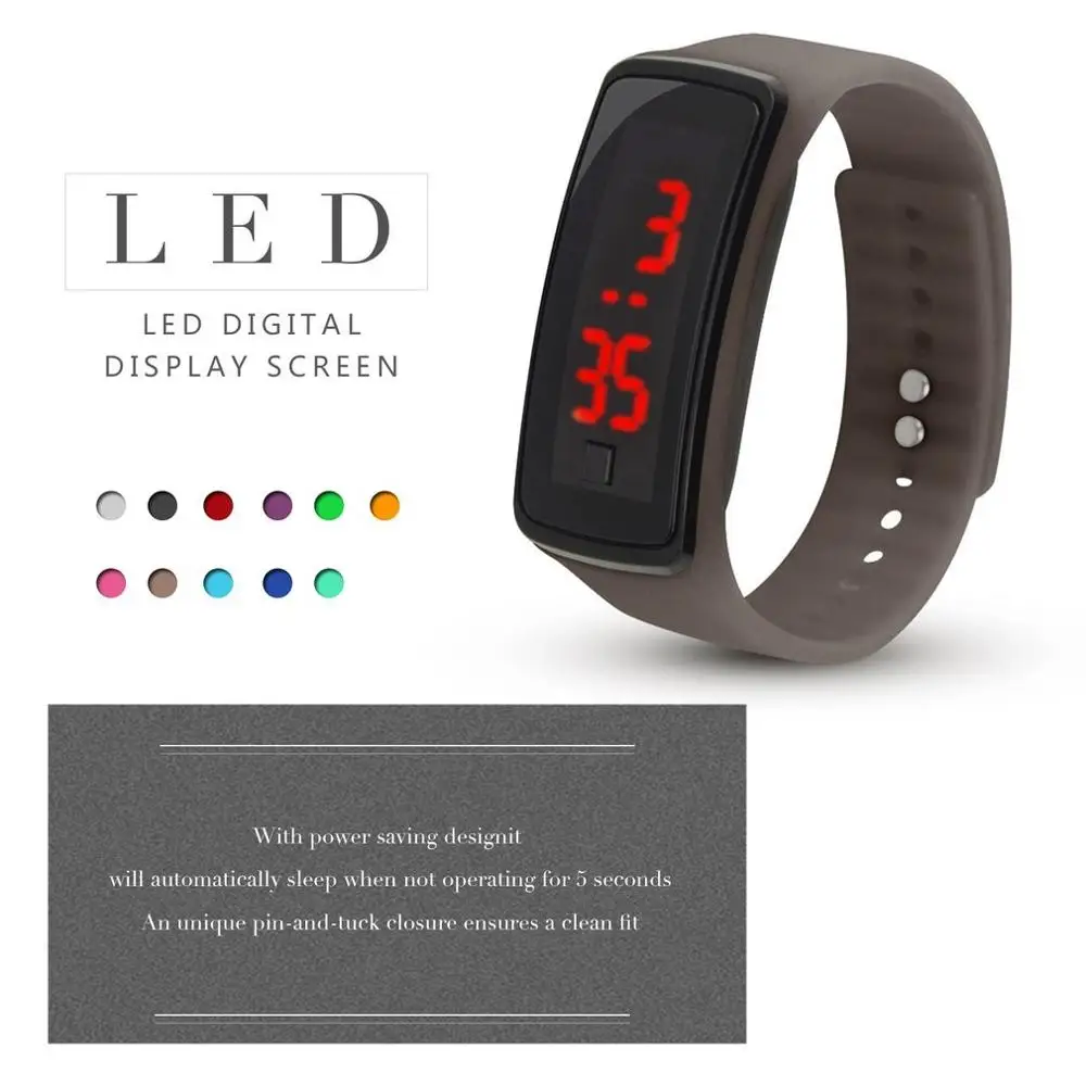Светодиодный спортивный мягкий силиконовый ремешок для часов электронные