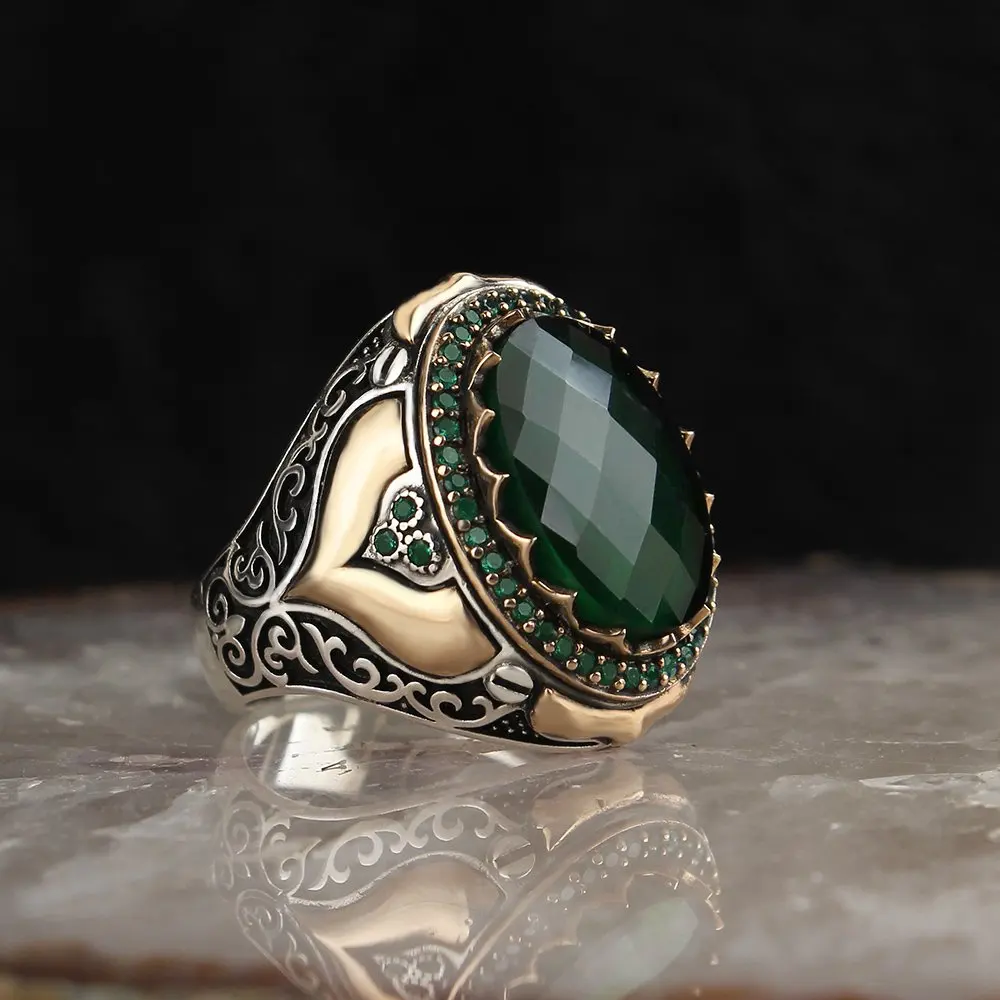 Zircon stone 925 sterling silver men's ring