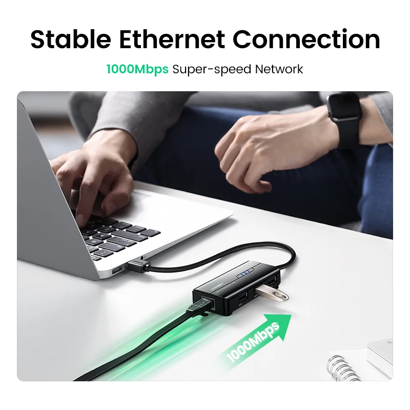UGREEN usb хаб USB3.0 Gagibit Ethernet для ноутбуков ПК Windows10 MacOS аксессуары USB к RJ45 адаптер