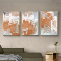 set of 3 chocolate brown canvas painting modern abstract original large wall art flower acrylic painting living room home decor