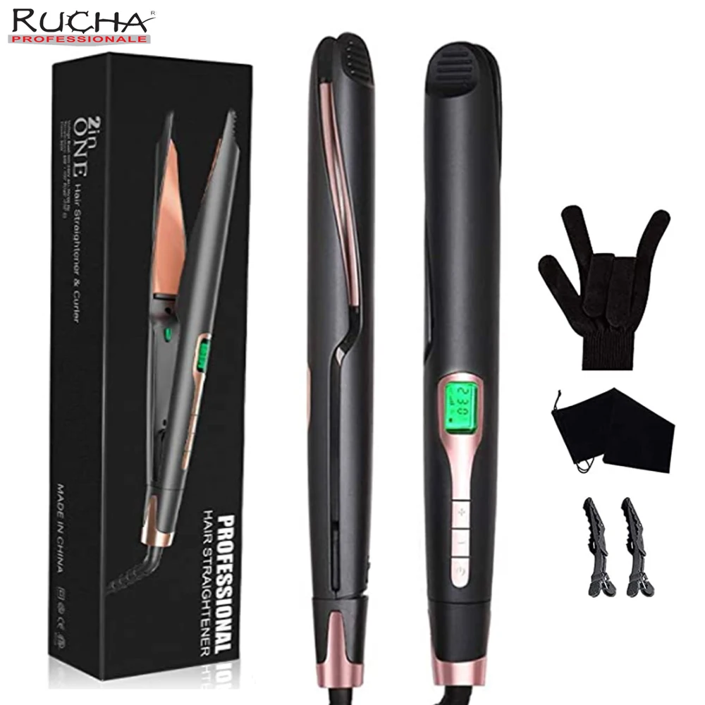 

Твист выпрямитель для волос Профессиональный выпрямитель и бигуди 2 в 1 плоская железная керамическая пластина с ЖК-дисплеем и автоматическим отключением