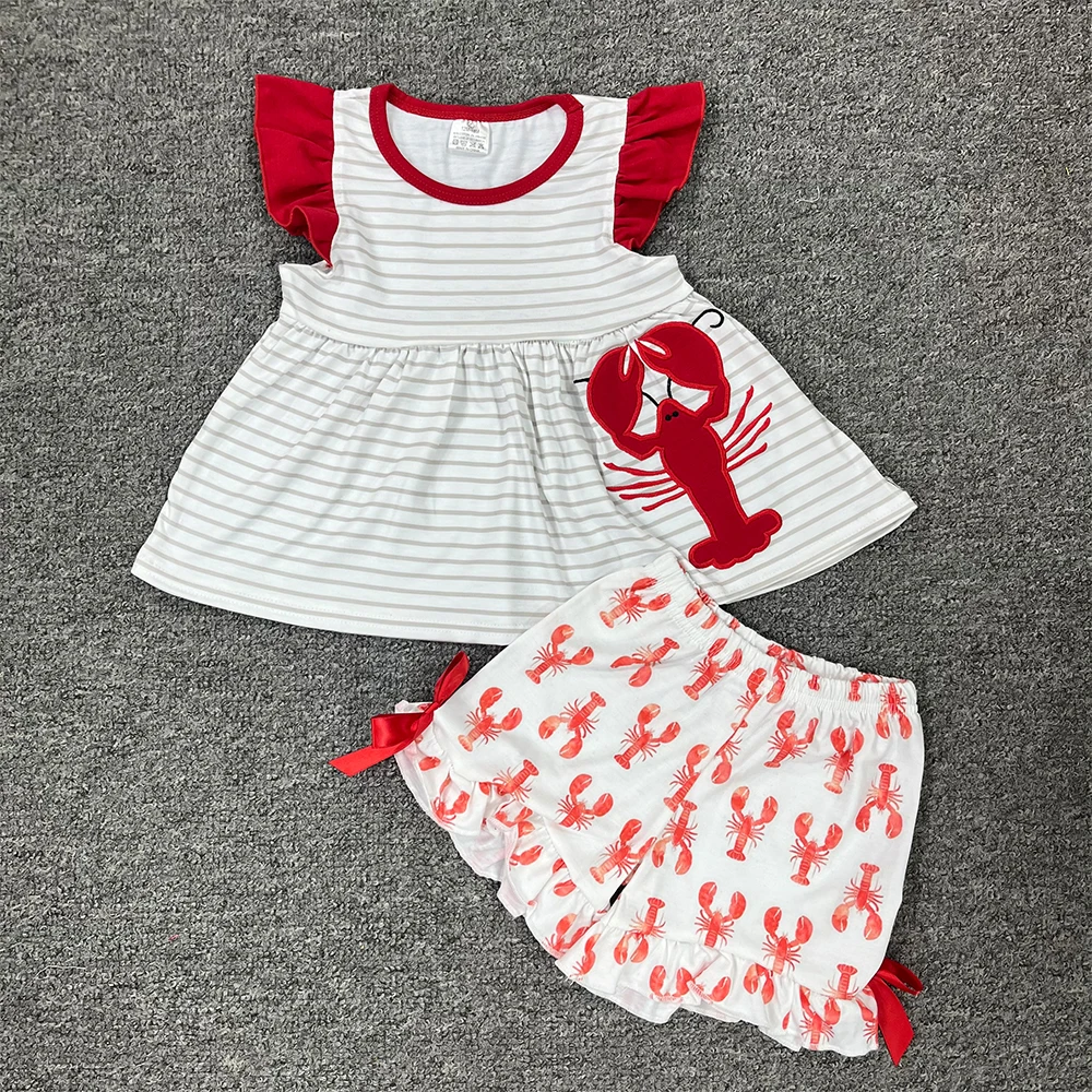 Летняя одежда для девочек серый топ в полоску без рукавов и шорты с рисунком