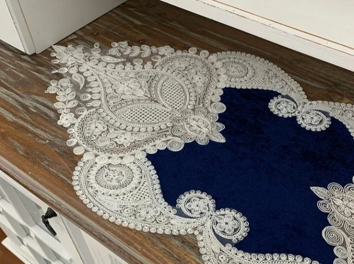 

Living Room Set 5 Pieces Velvet Luxury Home Decorative Handmade Embroidered TV Stand Cabinet Cover Creative Oval Table Runner