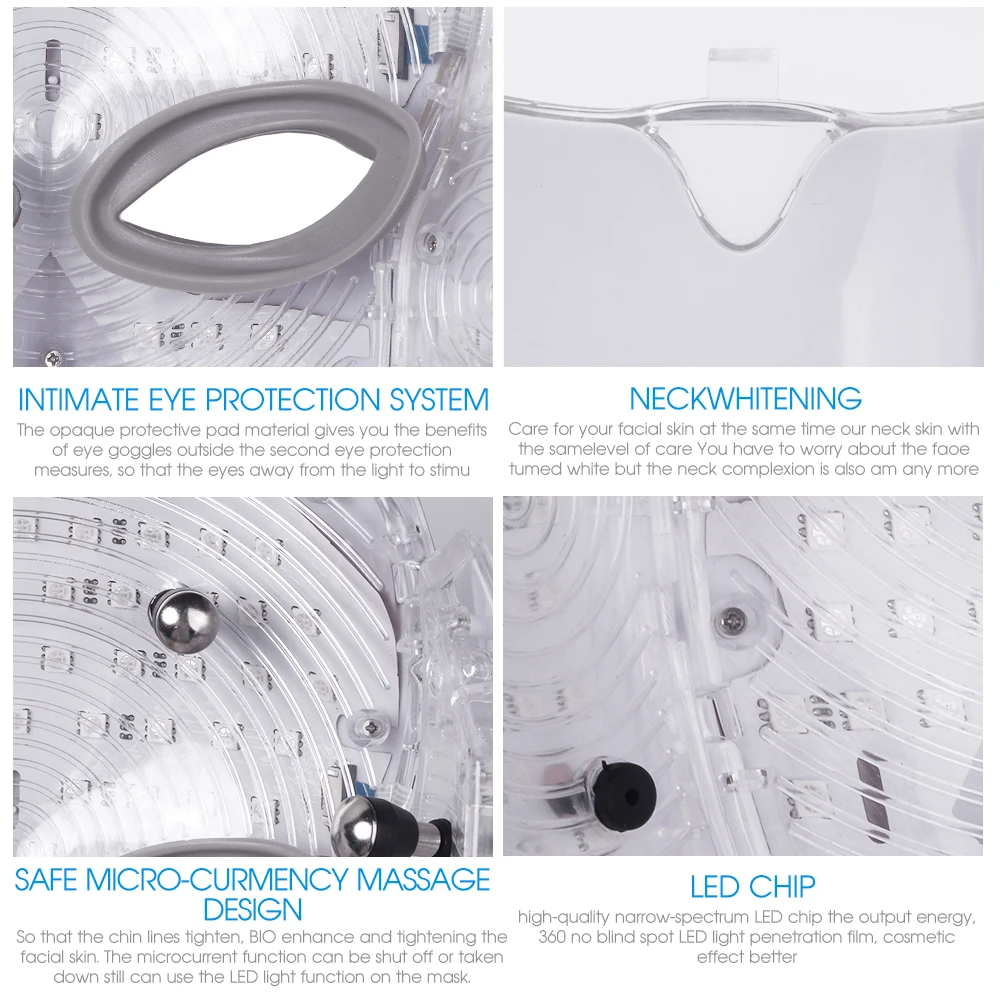 Светодиодный Фотон Маска для лица 7 цветов светильник маска красоты машина
