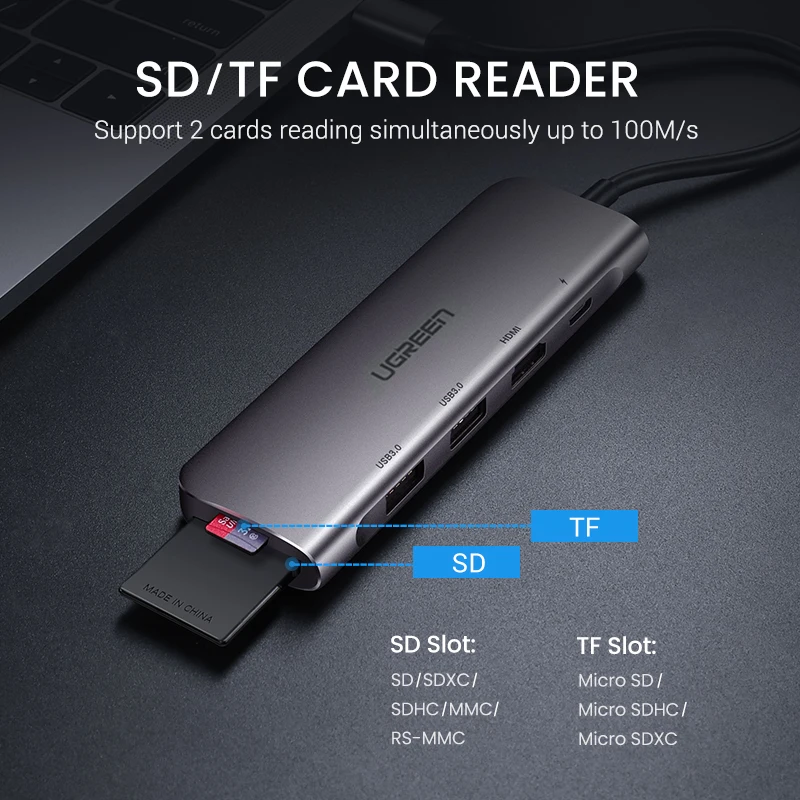 Док-станция UGREEN USB Type-C 3 1/HDMI 4K 0 SD TF 100 Вт PD для MacBook Pro Air 2020 Galaxy | Компьютеры и офис
