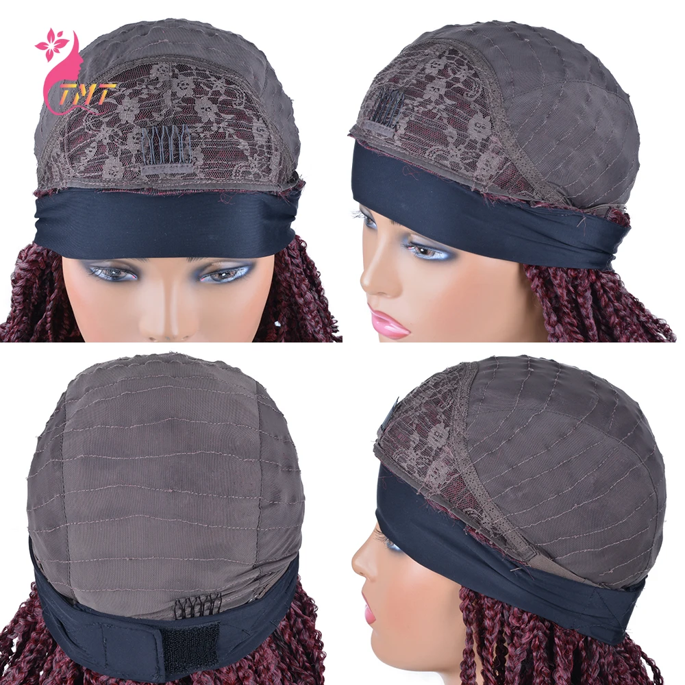 

Curly Braided Synthetic Headband Wigs with Curly Ends for Black Women Box Braided Wig Heat Friendly Braiding Wig