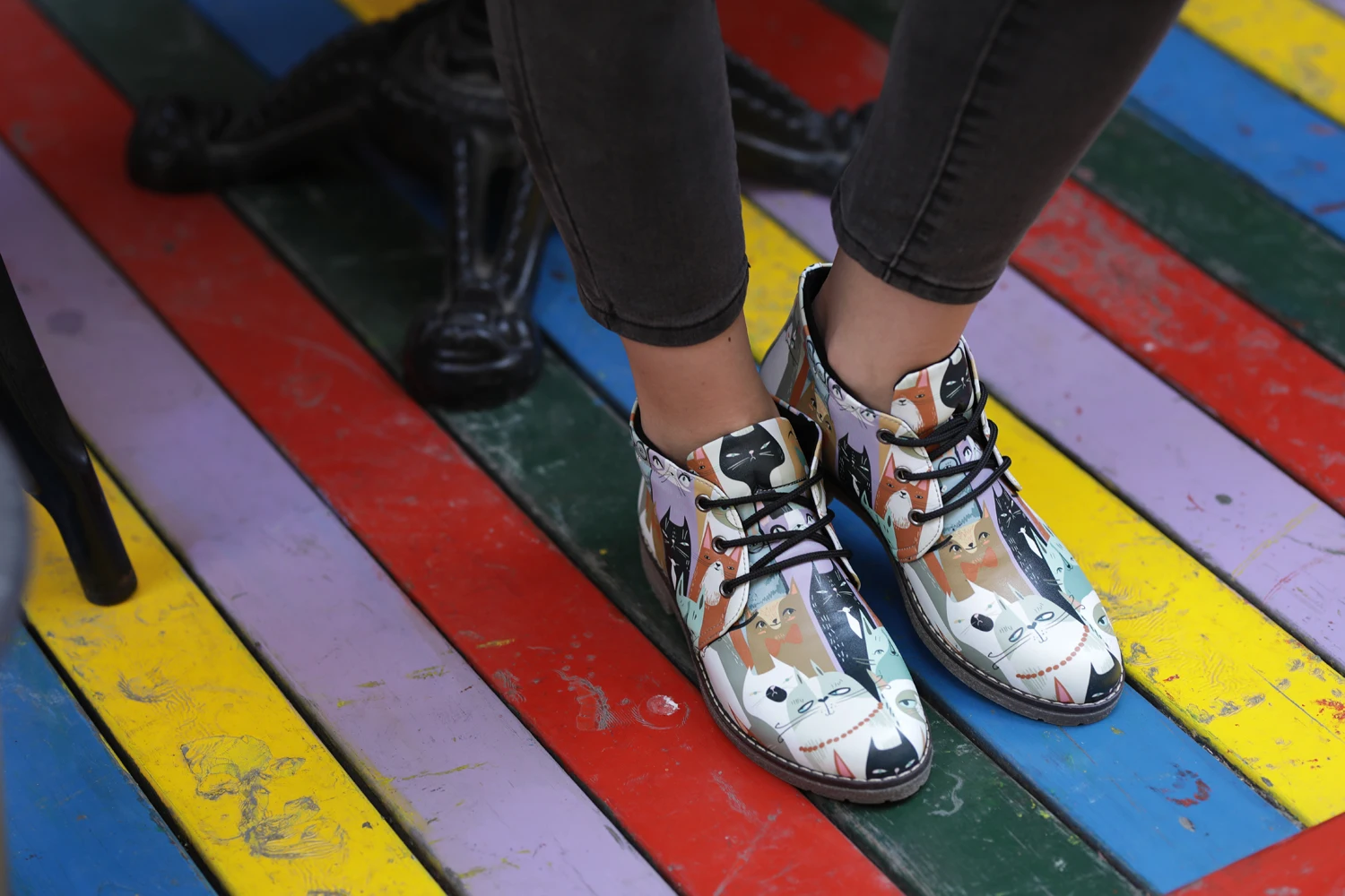 Günstig Digitale Ausgabe Katzen Gedruckt Muster Spezielle Design Frauen Kurze Stiefel Ankle Boot Bequeme Schuhe Casual Dame