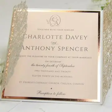 Набор DIY для свадебных приглашений лазерная резка Gatefold фольга из розового золота