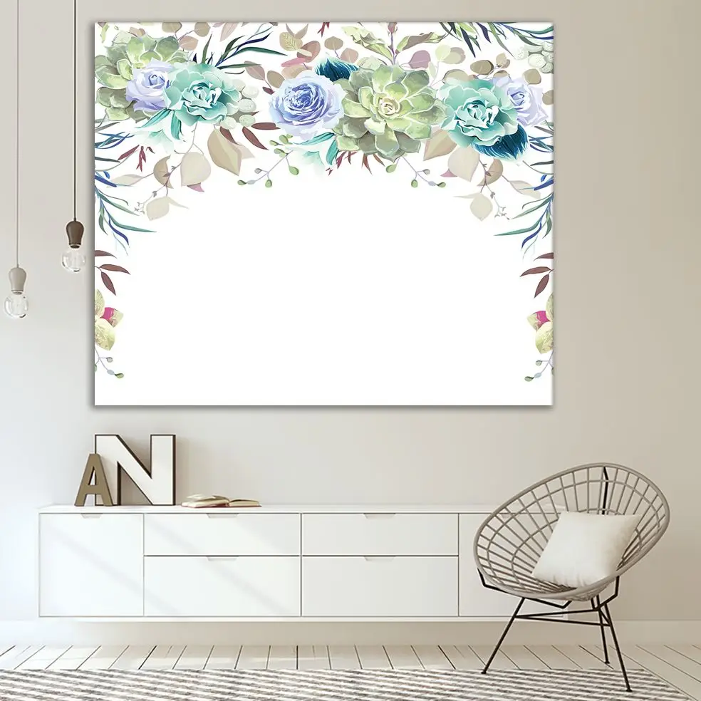 Гобеленовая гирлянда рамка из роз цветы листья суккуленты ягоды цветочный