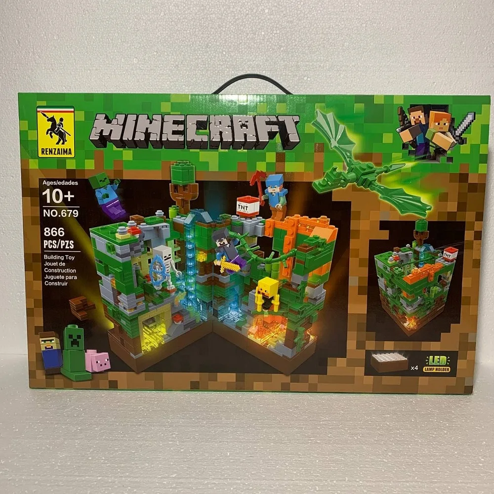 Конструктор MINECRAFT Renzaima Крепость №696 695 682 680 679 со светодиодной подсветкой | Игрушки