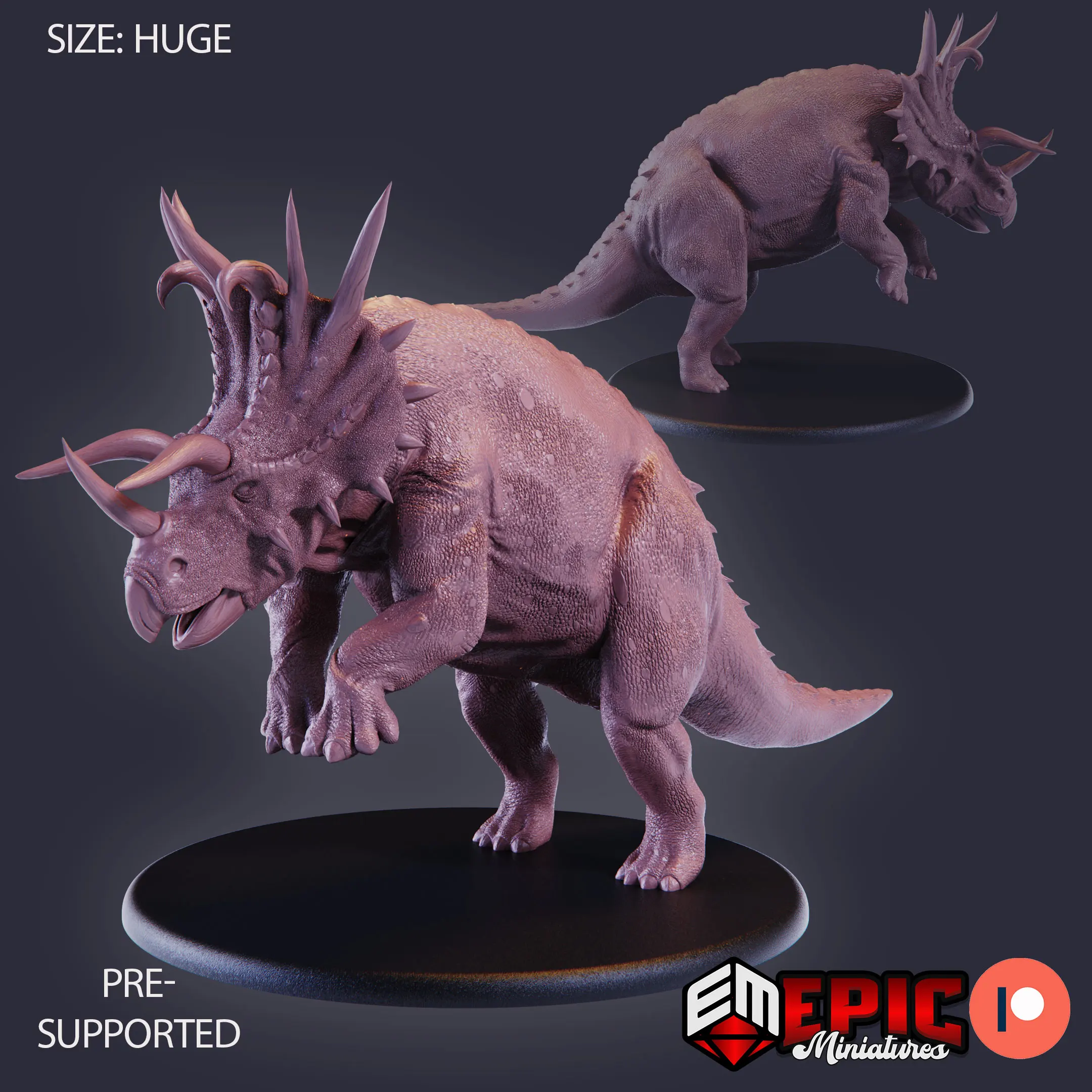 Triceratops Attacking | Миниатюры DnD