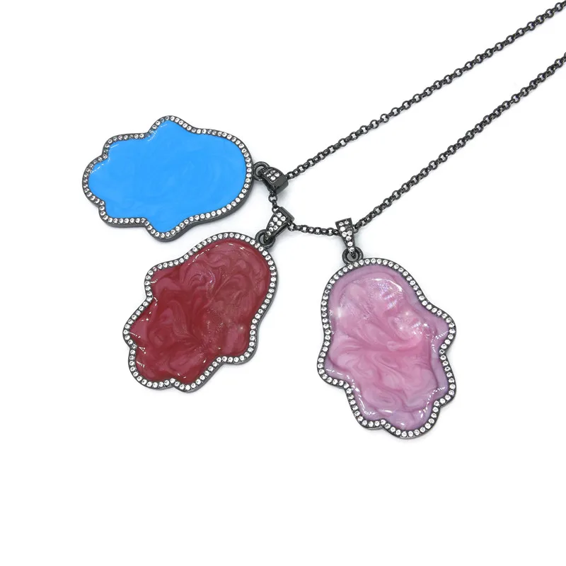 

Copper Alloy Brass Micro Pave Cubic Zirconia Enamel Pendants Hand Size 50x30mm For Making Necklace Fashion Style