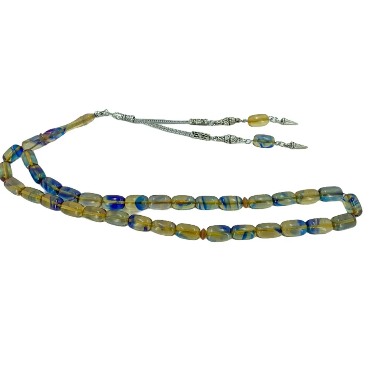 

Color Cube Cut Powder Amber Metal Tassel Rosary Prayer Beads