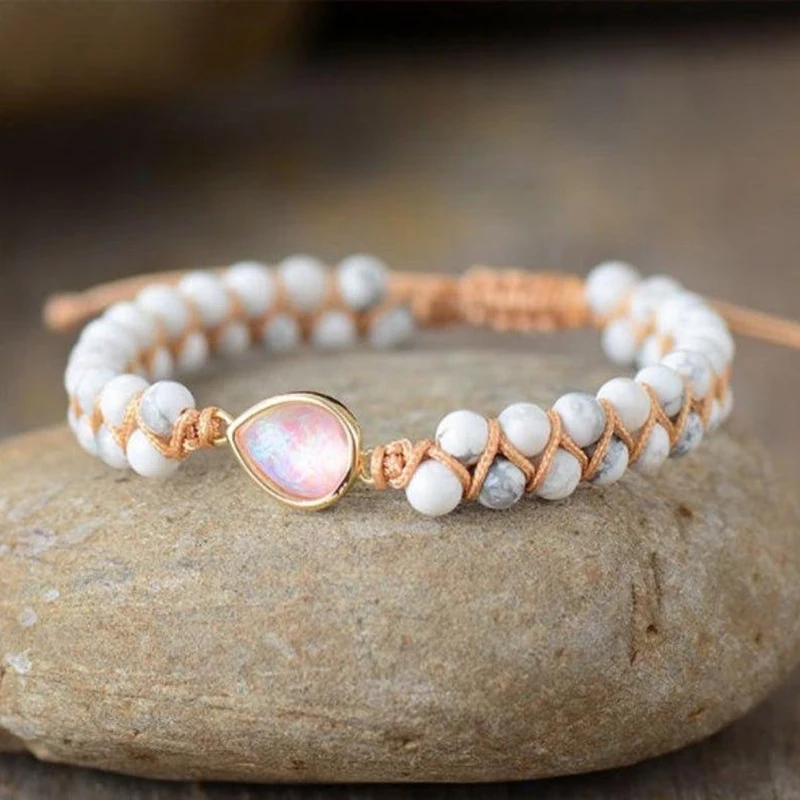 OAIITE Howlite с камнем Родонит Подвеска для браслета в форме сердца женский браслет