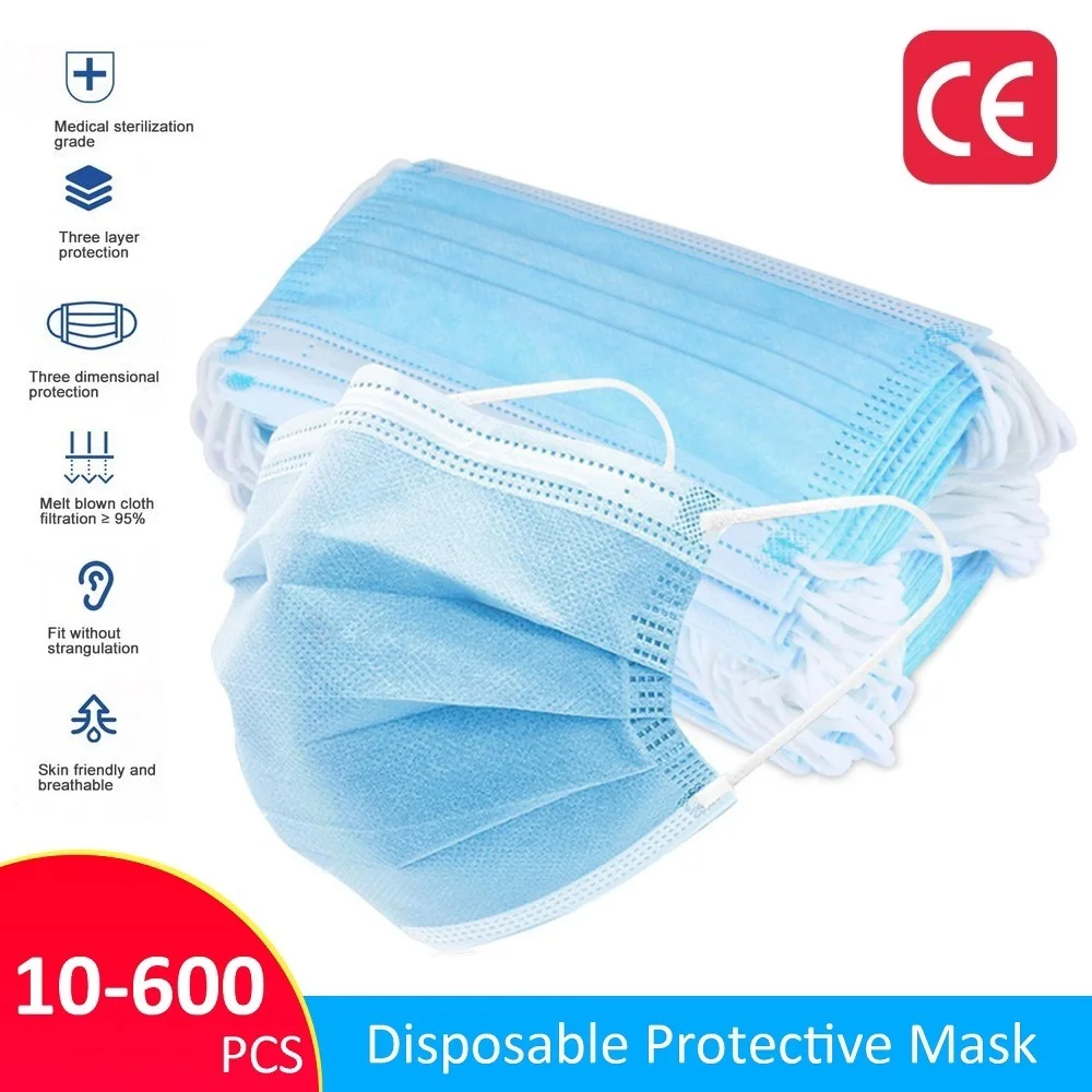 

10-600 шт., одноразовые медицинские маски для лица, из нетканого материала