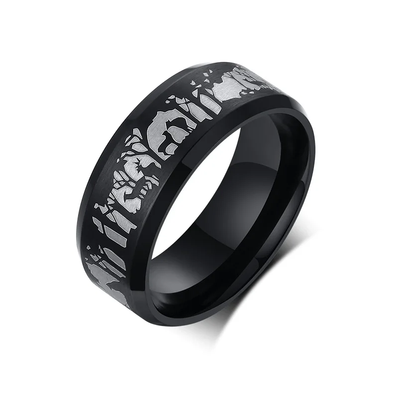 Гравировка животных природы и кольцо с лесом мужское из нержавеющей стали