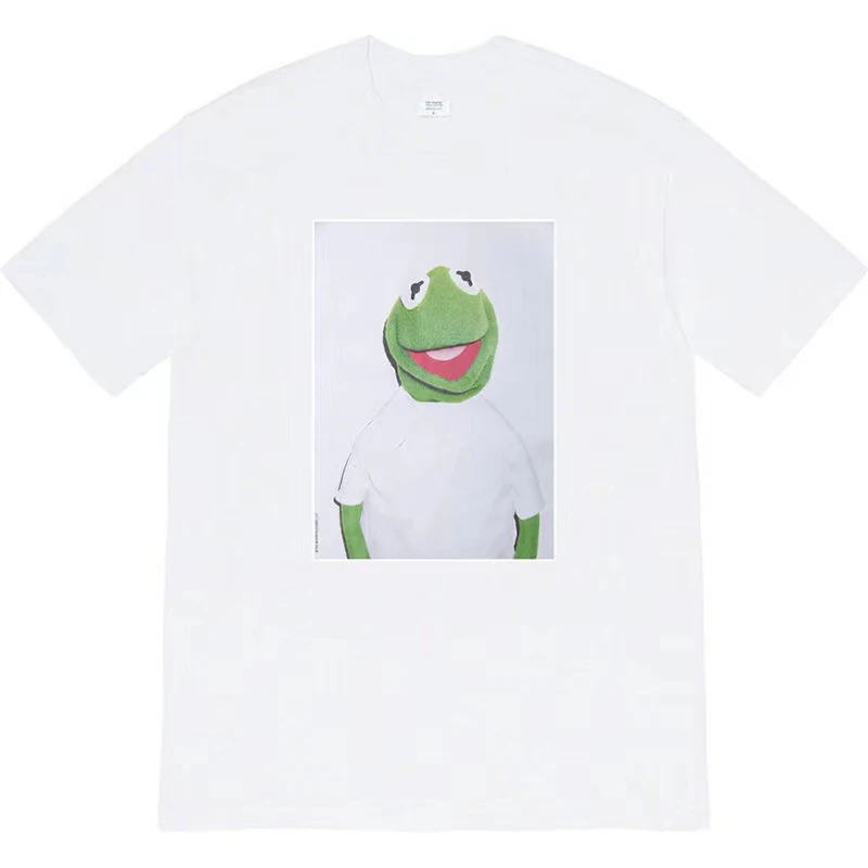 

08ss Kermit Tee tshirt Mens Black And White cotton T-shirts Summer Skateboard Tee men women Skate Tshirt