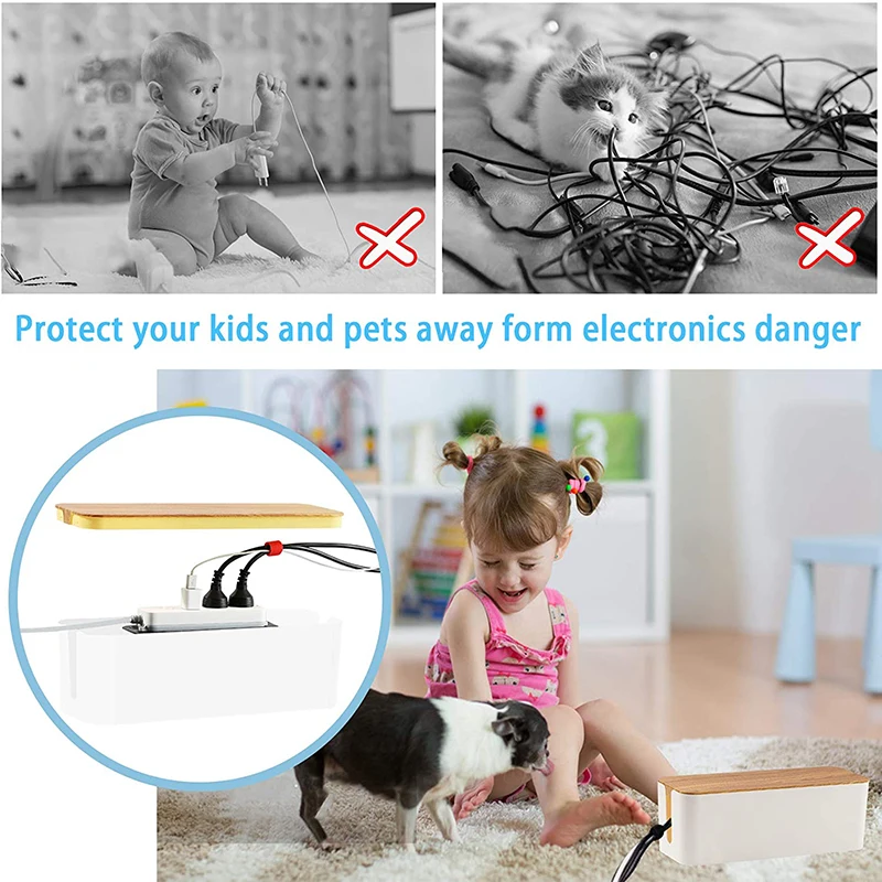 Ящик для хранения кабелей чехол удлинителя деревянный органайзер управления