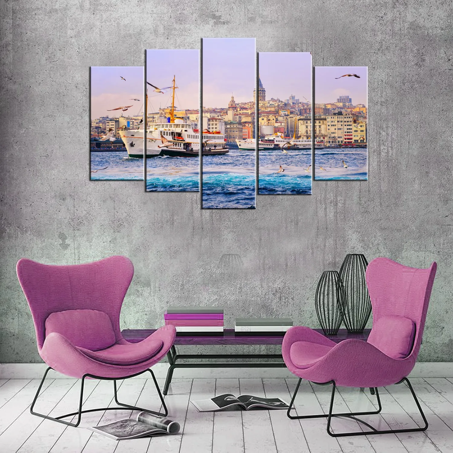 

ISTANBUL STRAIT AND STEAMER-5 PIECE MDF TABLE
