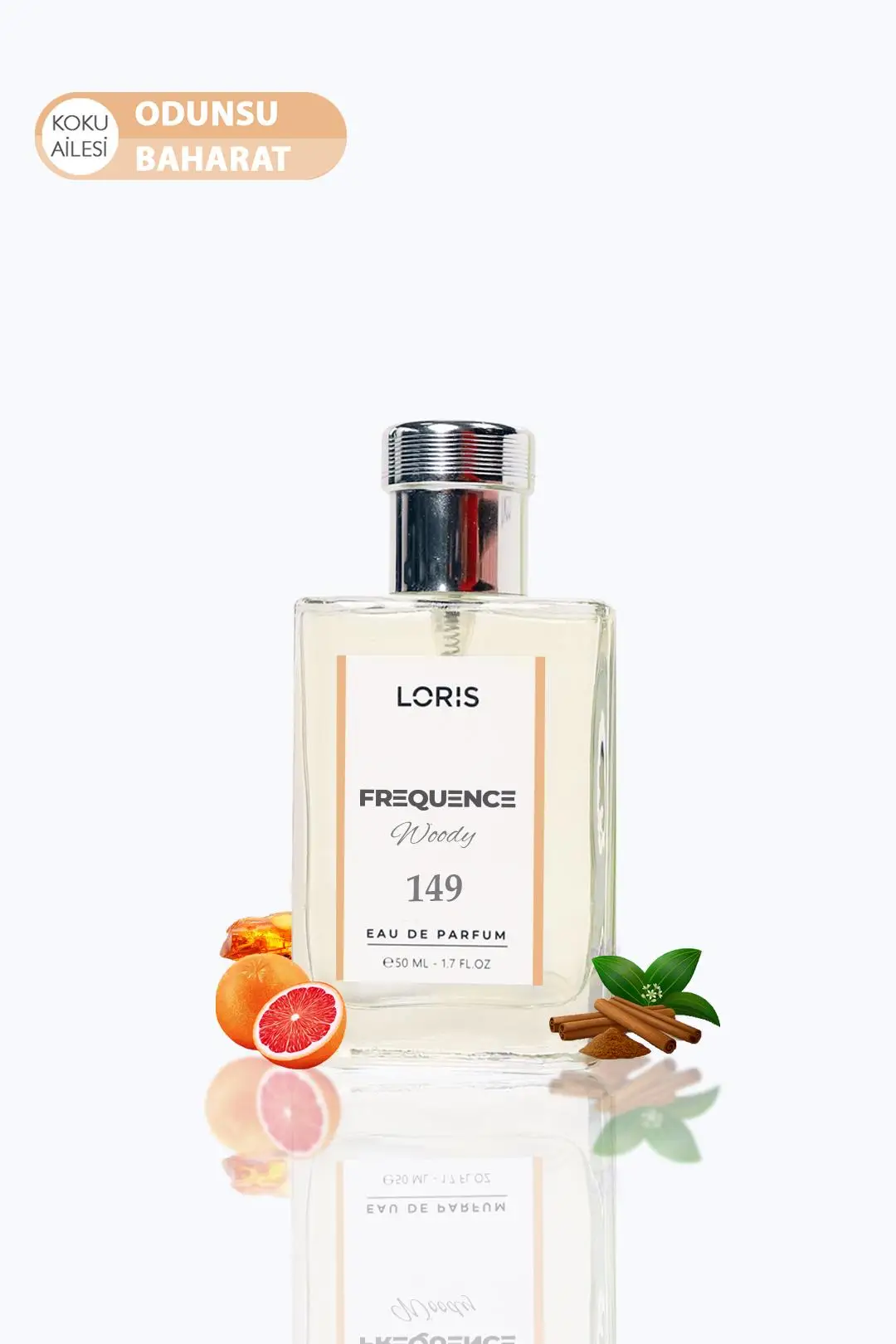

Tek Parça Men's Perfume 50 ML Frequence Loris E-149 Grapefruit, Mandarin And Mint; Middle Notes Are Cinnamon, Rose And Spices;
