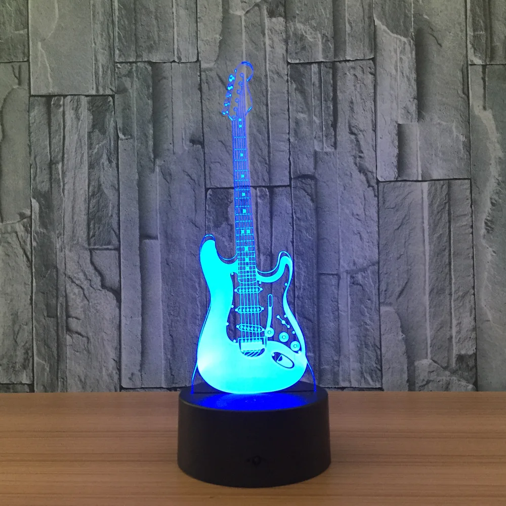 elektrische musik gitarre illusion lampe led 7 farbwechsel gradienten baby kind schlafen nacht licht weihnachten geschenk lampe 3d free global shippin