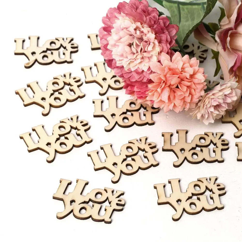 

15pcs Rustic I Love You Wooden Table Scatter Confetti Wedding Bridal Party Decoration DIY Craft Projects Wood Cutouts Ornaments