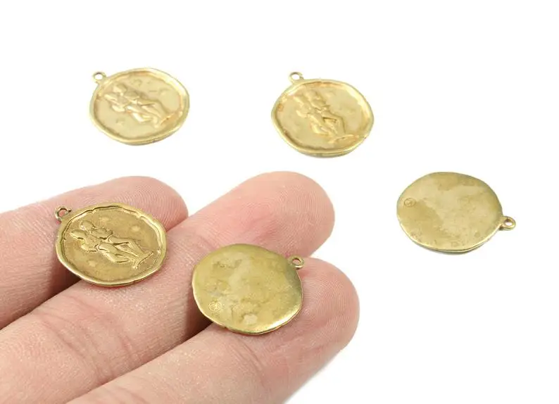 

Brass Gemini Earring Charms - Raw Brass Horoscopes Pendant - Jewelry Supplies - 4Pcs/Lot - 19.52x16.92x1.14mm - PP3062